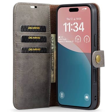Mobil lommebok DG-Ming 2i1 iPhone 16 - Grå