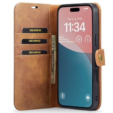 Mobil lommebok DG-Ming 2i1 iPhone 16 - Brun