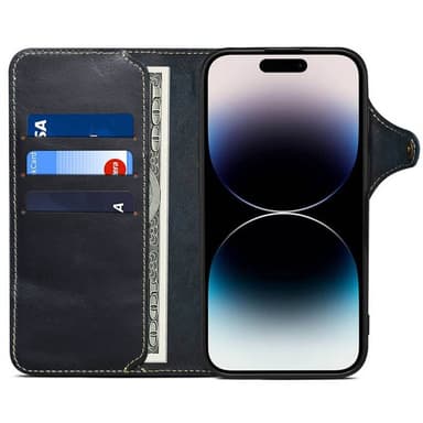 Denior mobildeksel lær iPhone 16 Plus - Blå