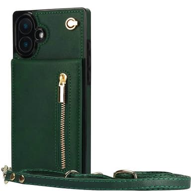 Zipper halskjede deksel iPhone 16 Plus - Grønn
