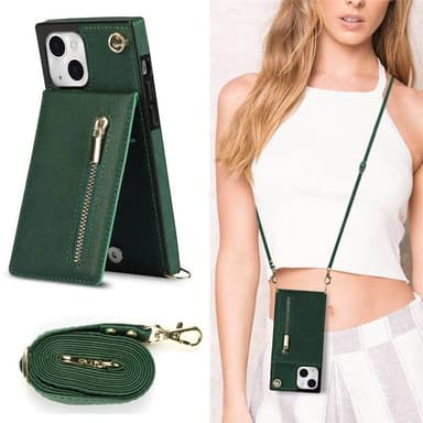 Zipper halskjede deksel iPhone 16 Plus - Grønn
