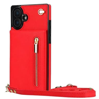 Zipper halskjede deksel iPhone 16 - Rød