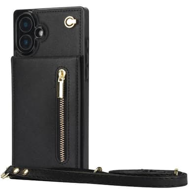 Zipper halskjede deksel iPhone 16 - Svart