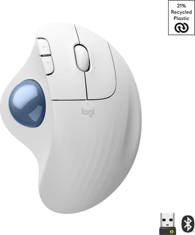 Logitech Ergo M575S trådløs trackball-mus (hvit)