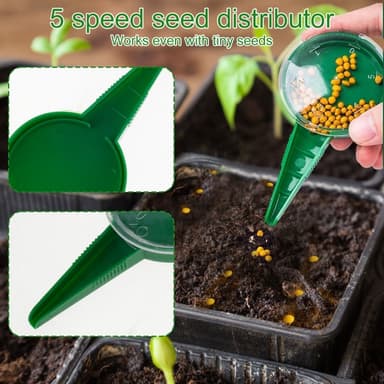 6 stk/sett plastfrøspredningssett 5-trinns rund planter Dibber frødispenser