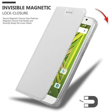 Motorola MOTO X PLAY lommebokdeksel etui (sølv)