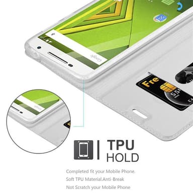 Motorola MOTO X PLAY lommebokdeksel etui (sølv)
