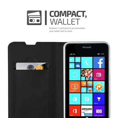 Nokia Lumia 640 lommebokdeksel etui (svart)