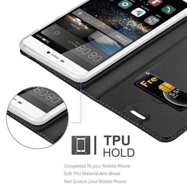 Huawei P8 lommebokdeksel etui (svart)