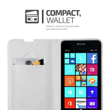 Nokia Lumia 640 lommebokdeksel etui (sølv)
