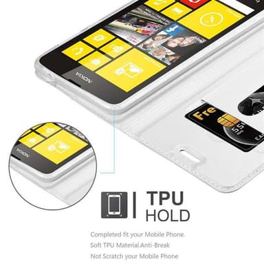Nokia Lumia 520 / 521 lommebokdeksel etui (sølv)