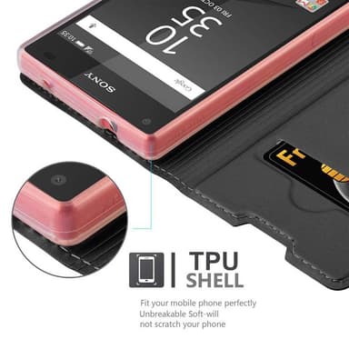 Sony Xperia Z5 COMPACT lommebokdeksel etui (svart)