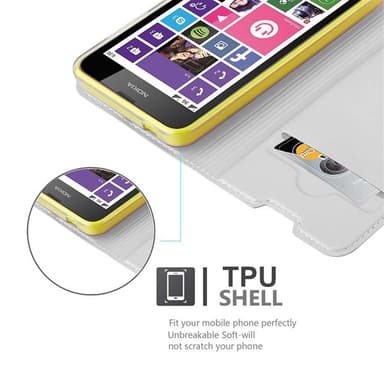 Nokia Lumia 630 / 635 lommebokdeksel etui (sølv)