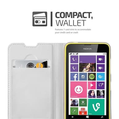 Nokia Lumia 630 / 635 lommebokdeksel etui (sølv)