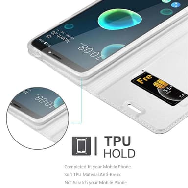 HTC Desire 12 PLUS lommebokdeksel etui (sølv)