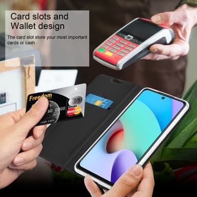 Xiaomi RedMi 10 lommebokdeksel etui (svart)