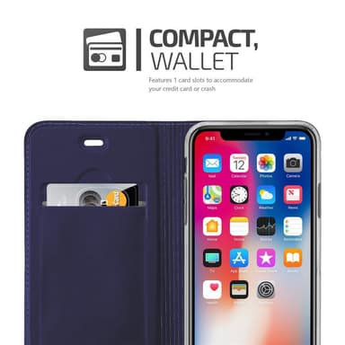 iPhone X / XS lommebokdeksel etui (blå)