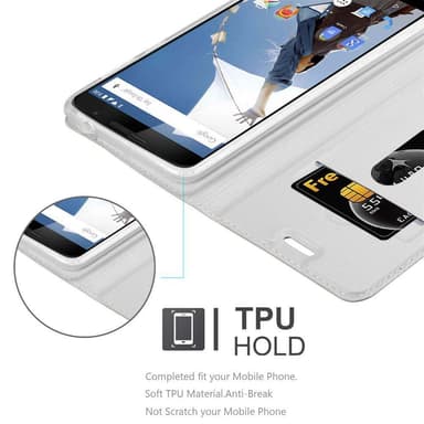 Motorola Google NEXUS 6 lommebokdeksel etui (sølv)