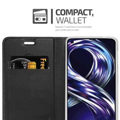 Realme 8i / Narzo 50 4G lommebokdeksel etui (svart)