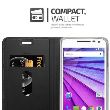 Motorola MOTO G3 lommebokdeksel etui (svart)
