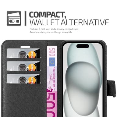 iPhone 15 Deksel Etui Case (Svart)