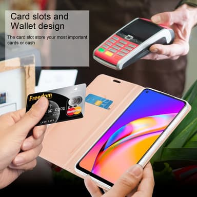 Oppo A94 5G lommebokdeksel etui (rosa)