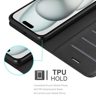 iPhone 15 Deksel Etui Case (Svart)