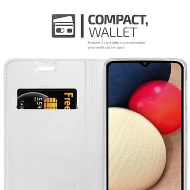 Samsung Galaxy A02s lommebokdeksel etui (sølv)