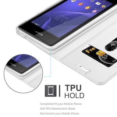 Sony Xperia E3 lommebokdeksel etui (sølv)