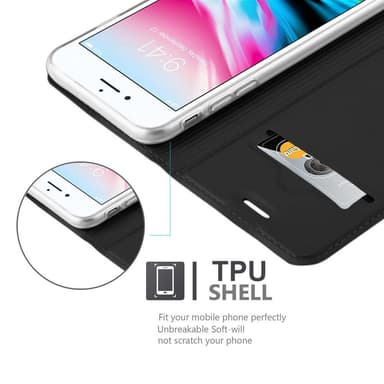 iPhone 7 / 7S / 8 / SE 2020 lommebokdeksel etui (svart)