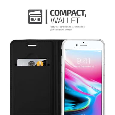 iPhone 7 / 7S / 8 / SE 2020 lommebokdeksel etui (svart)