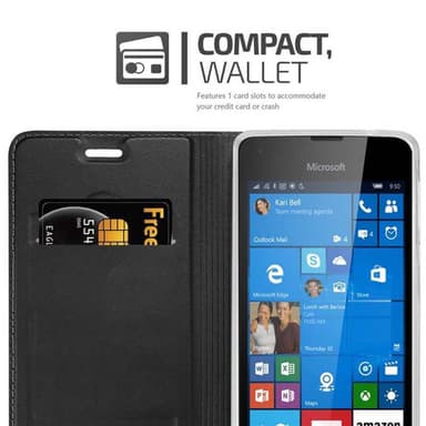 Nokia Lumia 550 lommebokdeksel etui (svart)