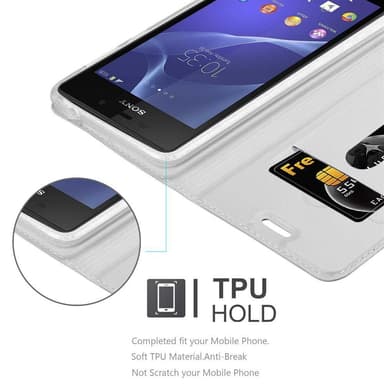 Sony Xperia M2 / M2 AQUA lommebokdeksel etui (sølv)