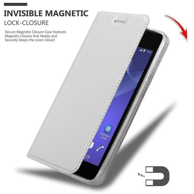 Sony Xperia M2 / M2 AQUA lommebokdeksel etui (sølv)