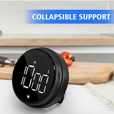Digital kjøkkentimer, magnetisk nedtellingstidtaker med stort LED-display Sort