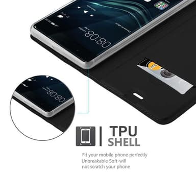 Huawei P9 lommebokdeksel etui (svart)