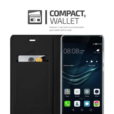 Huawei P9 lommebokdeksel etui (svart)