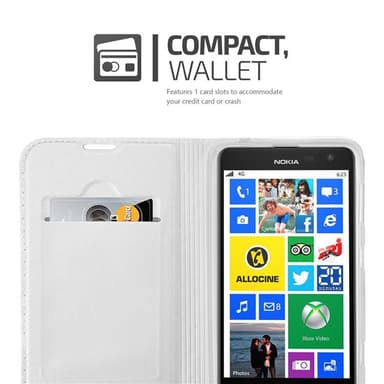 Nokia Lumia 625 lommebokdeksel etui (sølv)