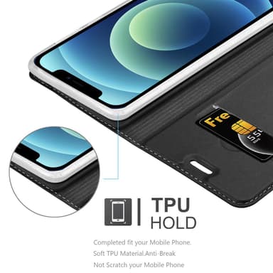 iPhone 12 MINI lommebokdeksel etui (svart)