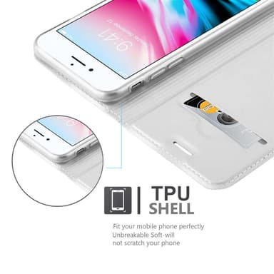iPhone 7 / 7S / 8 / SE 2020 lommebokdeksel etui (sølv)