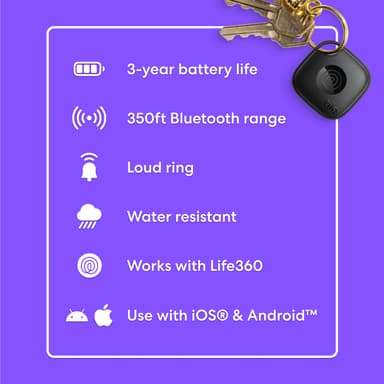 Life360 Tile Mate (2024) - 1-Pack (Black)