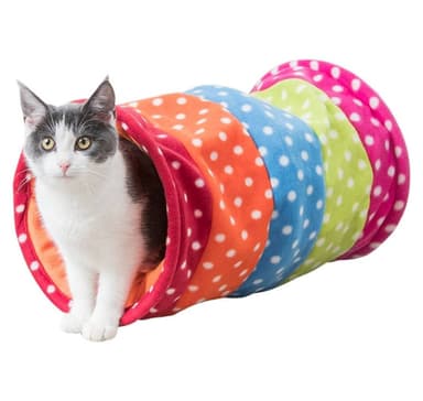 Leke for katter som leker tunnel, fleece, ø 25 × 50 cm, flerfarget