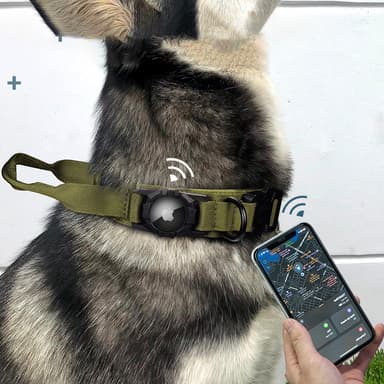 AirTag Pet Collar - Justerbar nylonhalsbånd med AirTag-holder Grønn M