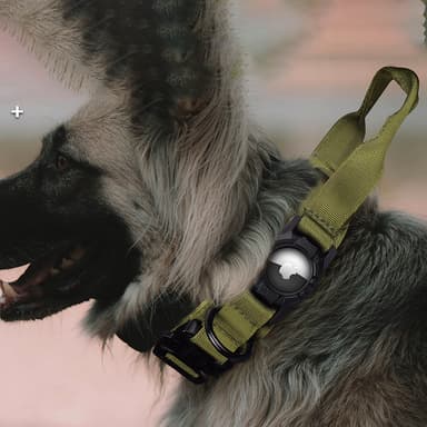 AirTag Pet Collar - Justerbar nylonhalsbånd med AirTag-holder Grønn M