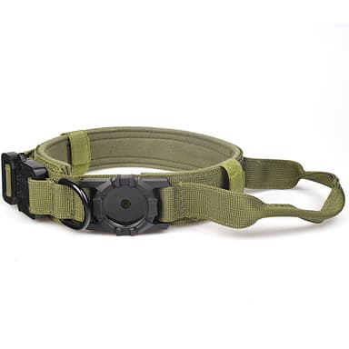 AirTag Pet Collar - Justerbar nylonhalsbånd med AirTag-holder Grønn M