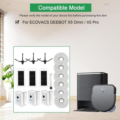 Ecovacs Deebot X5 Omni, X5 Pro Robotstøvsuger tilbehørssett