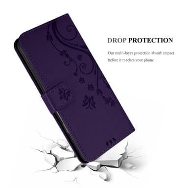 iPhone 16 PRO MAX lommebokdeksel Blomster (Lilla)