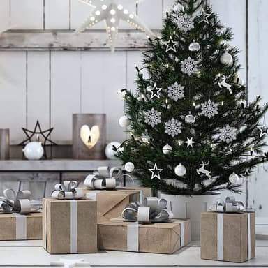 Julepynt Snøkrystall sølv 12-pak