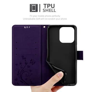 iPhone 16 PRO MAX lommebokdeksel Blomster (Lilla)