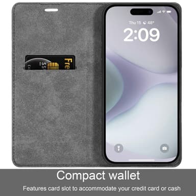 iPhone 16 lommebokdeksel Case Cover (Svart)